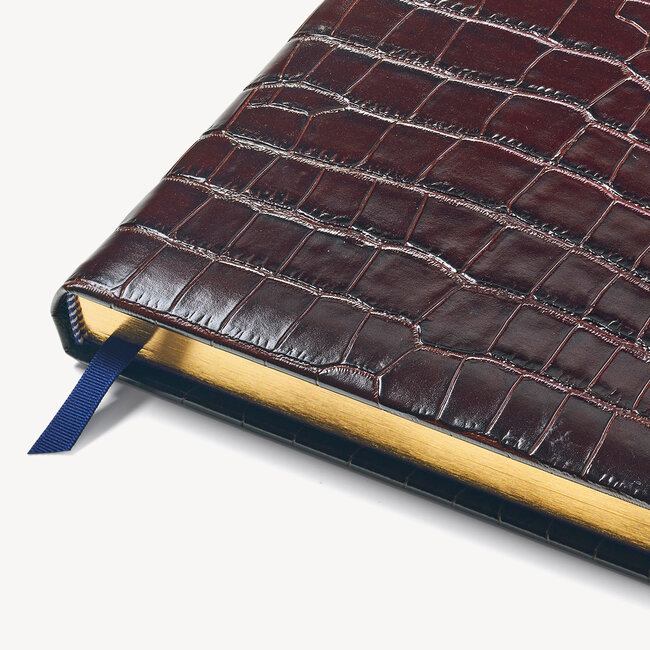 2023 A4 Day to Page Leather Diary Deep Shine Amazon Brown Croc