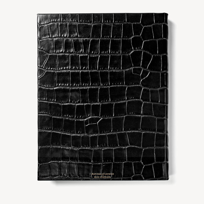 2023 A4 Day to Page Leather Diary Deep Shine Black Croc