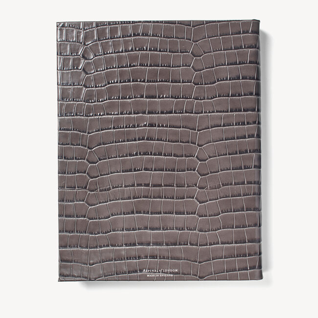 2023 A4 Day to Page Leather Diary Deep Shine Grey Small Croc