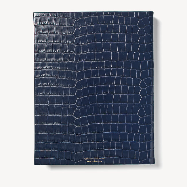 2023 A4 Day to Page Leather Diary Deep Shine Navy Small Croc