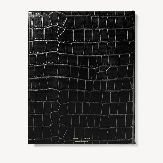2023 A4 Week to View Leather Diary Deep Shine Black Croc