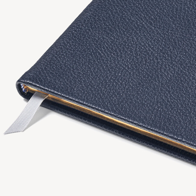 2023 A4 Week to View Leather Diary Navy Pebble
