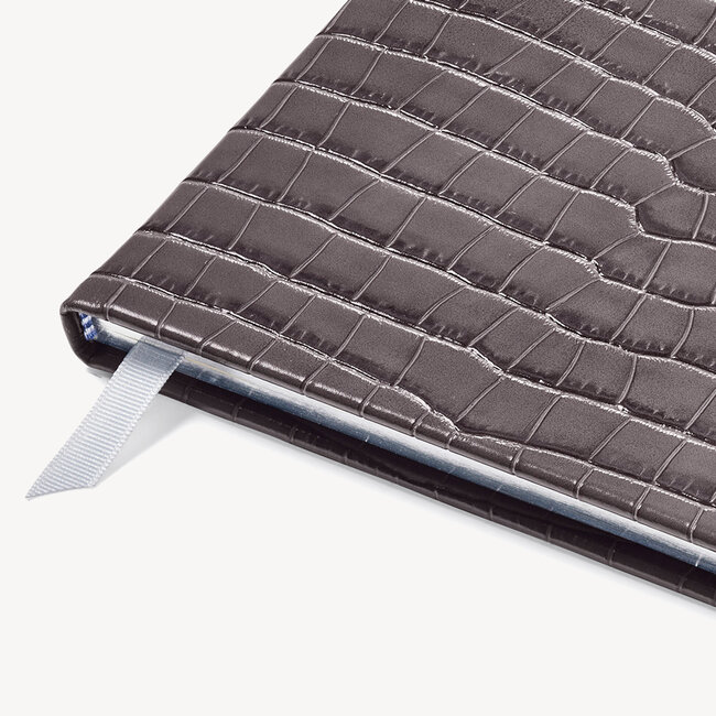 2023 A4 Week to View Leather Diary Deep Shine Grey Small Croc