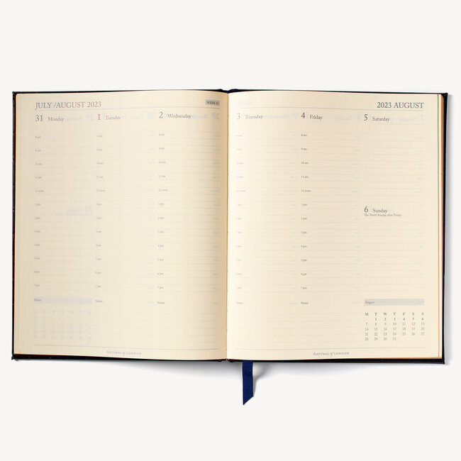 2023 A4 Week to View Leather Diary Tobacco Pebble