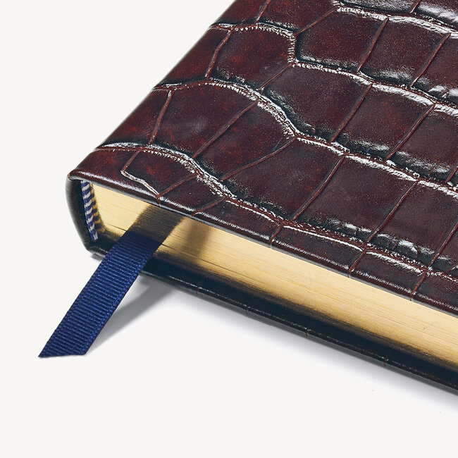 2023 A5 Day to Page Leather Diary Deep Shine Amazon Brown Croc