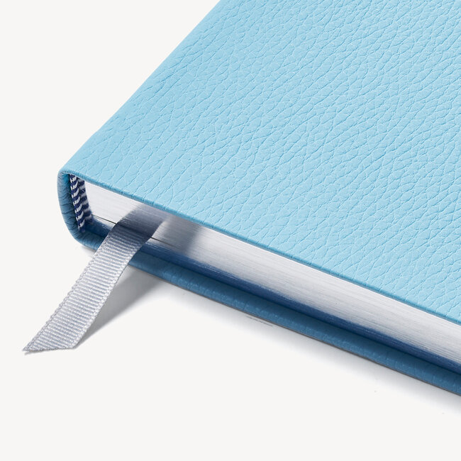 2023 A5 Day to Page Leather Diary Azure Blue Pebble