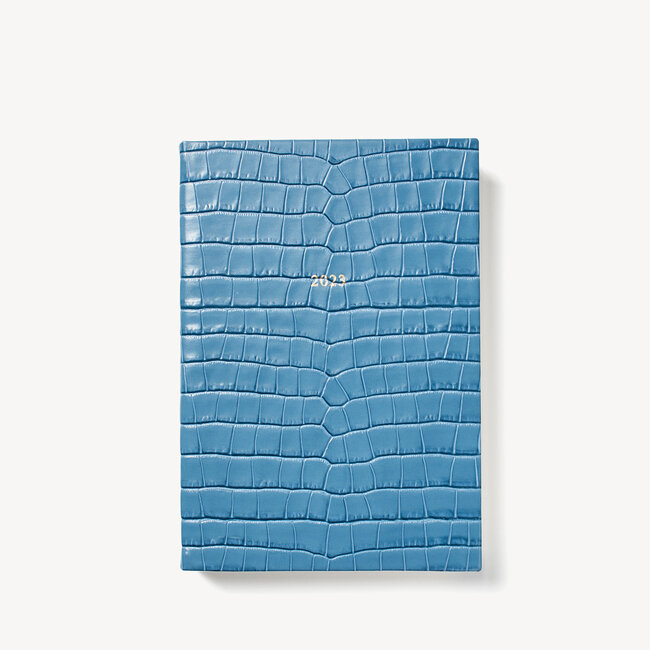 2023 A5 Day to Page Leather Diary Cornflower Small Croc