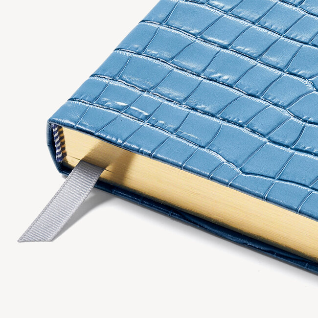 2023 A5 Day to Page Leather Diary Cornflower Small Croc