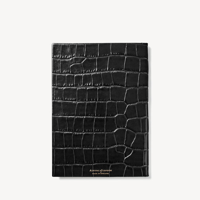 2023 A5 Week to View Leather Diary Deep Shine Black Croc