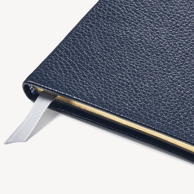 2023 A5 Week to View Leather Diary Navy Pebble