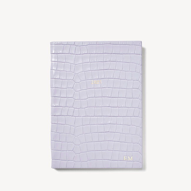 2023 A5 Week to View Leather Diary Lavender Small Croc