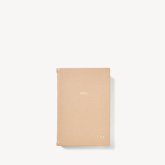 2023 A6 Day to Page Leather Diary Sand Pebble
