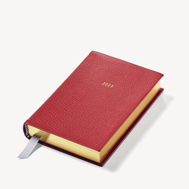 2023 A6 Day to Page Leather Diary Cherry Pebble