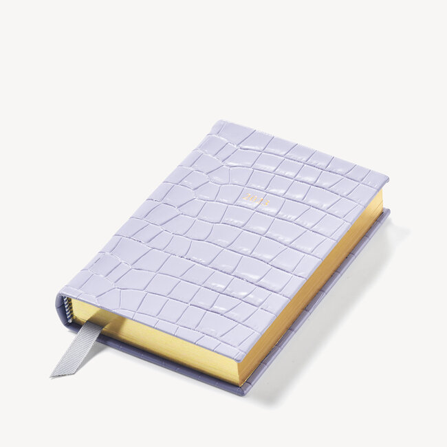 2023 A6 Day to Page Leather Diary Lavender Small Croc