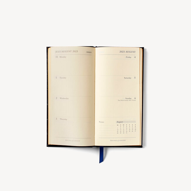 2023 Slim Pocket Leather Diary Deep Shine Navy Small Croc
