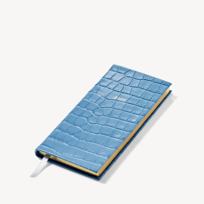 2023 Slim Pocket Leather Diary Cornflower Small Croc