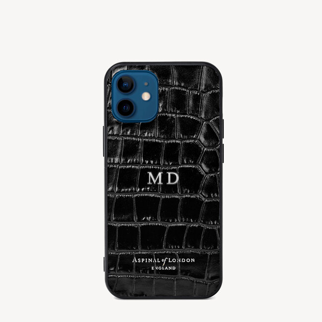 iPhone 12 Mini Case Deep Shine Black Small Croc