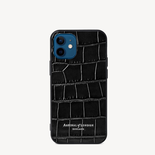 iPhone 12 Mini Case Deep Shine Black Croc
