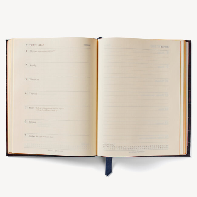 2022-23 Mid-Year Leather Diary Deep Shine Black Croc