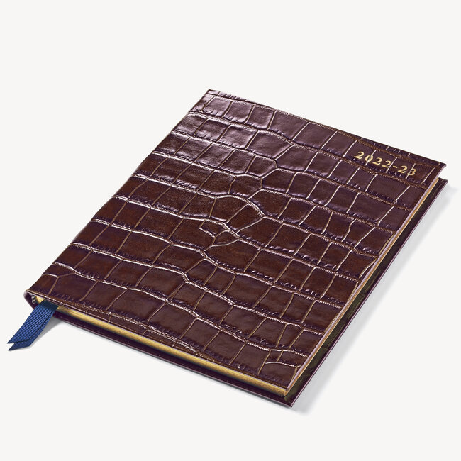 2022-23 Mid-Year Leather Diary Deep Shine Amazon Brown Croc