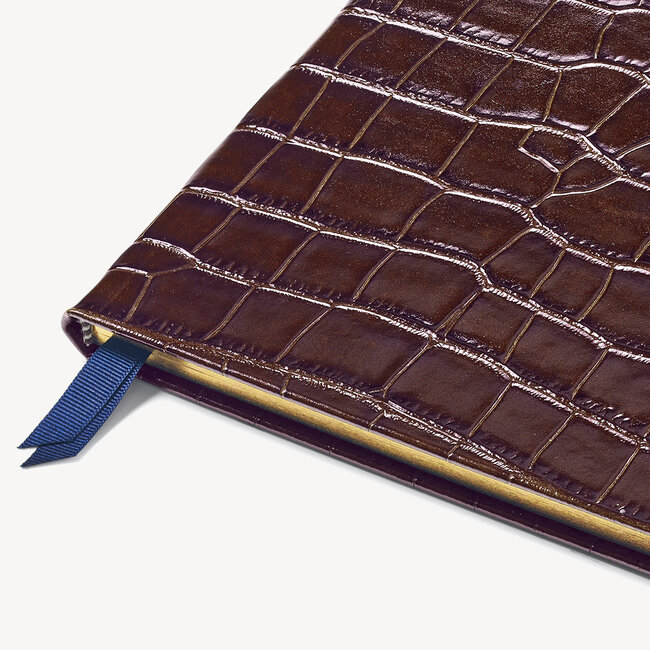 2022-23 Mid-Year Leather Diary Deep Shine Amazon Brown Croc