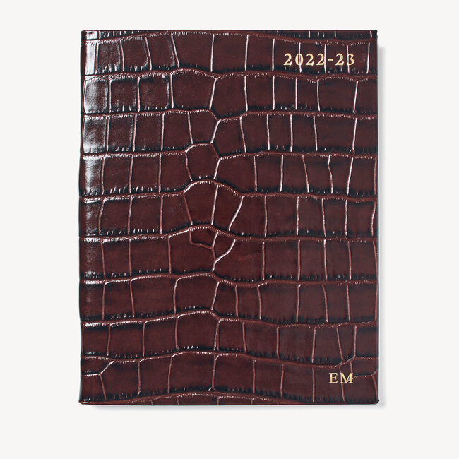 2022-23 Mid-Year Leather Diary Deep Shine Amazon Brown Croc