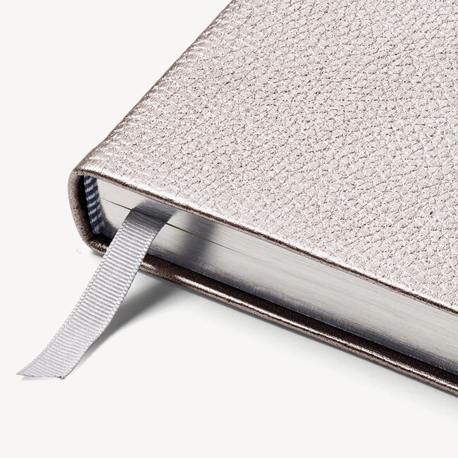 2023 A5 Day to Page Leather Diary Silver Pebble