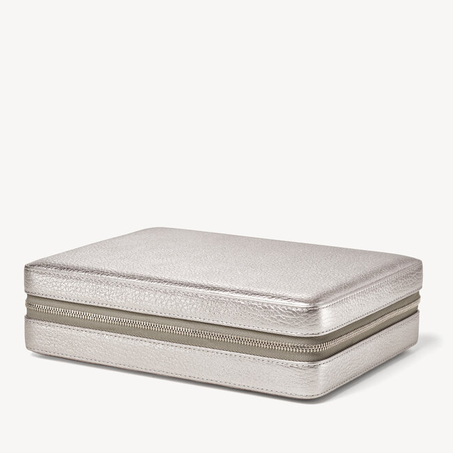 Large Travel Jewellery Case Silver Pebble