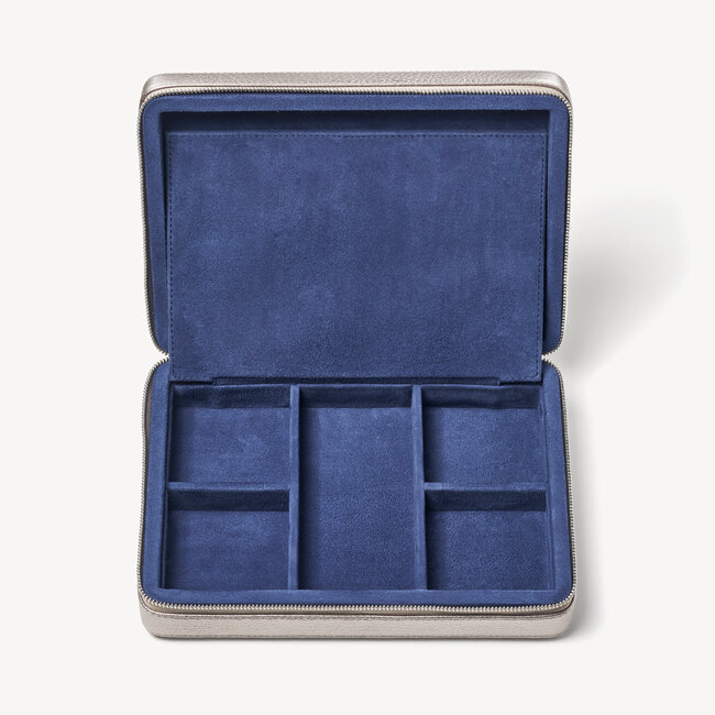 Large Travel Jewellery Case Silver Pebble