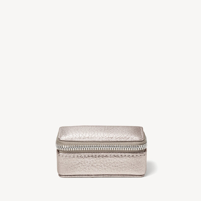 Small Travel Jewellery Case Silver Pebble