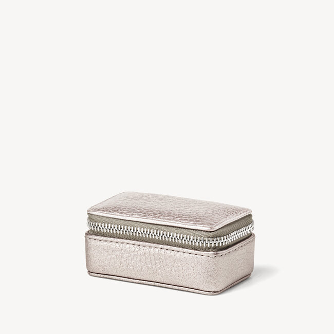 Small Travel Jewellery Case Silver Pebble