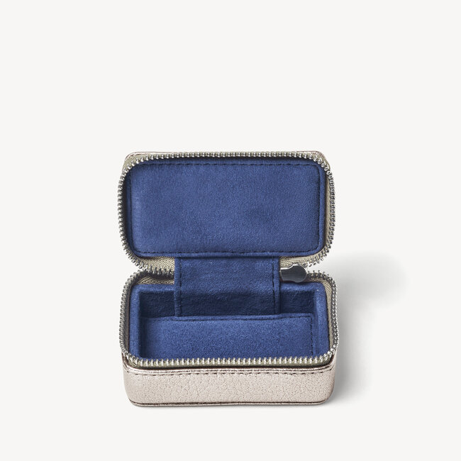 Small Travel Jewellery Case Silver Pebble