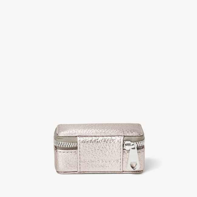 Small Travel Jewellery Case Silver Pebble