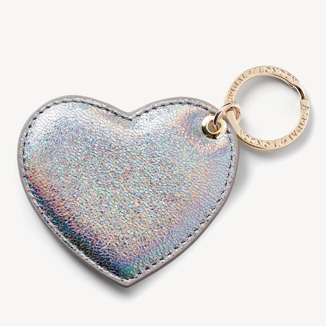 Heart Key Ring Silver Sparkle
