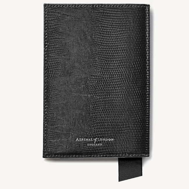 Passport Cover Black Silk Lizard