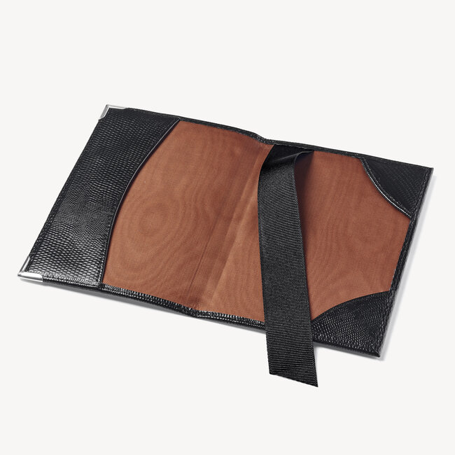 Passport Cover Black Silk Lizard