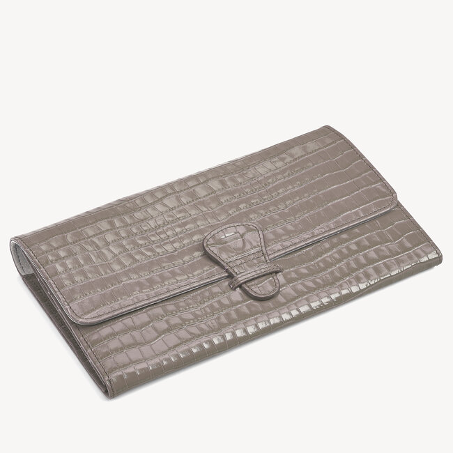 Classic Travel Wallet Deep Shine Warm Grey Small Croc