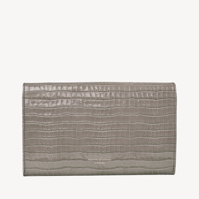 Classic Travel Wallet Deep Shine Warm Grey Small Croc
