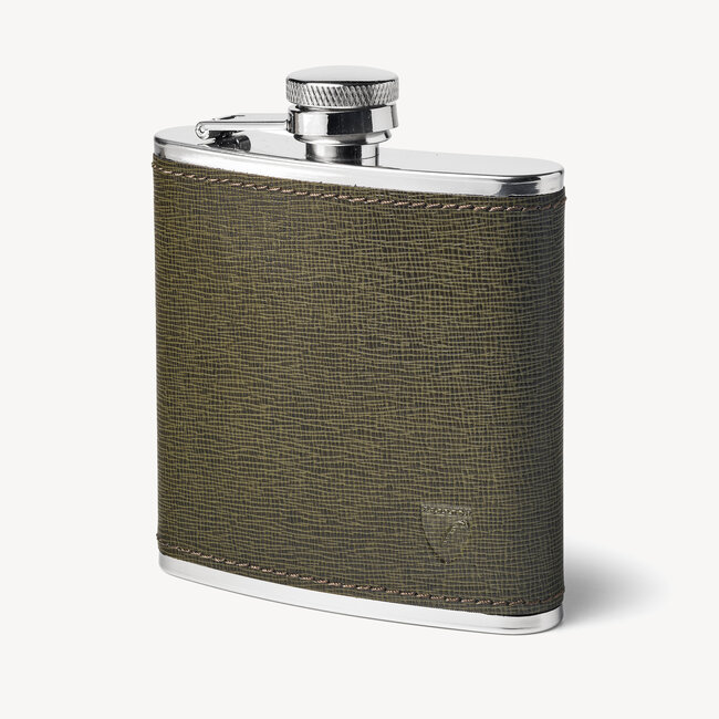 Classic 5oz Leather Hip Flask Sage Saffiano