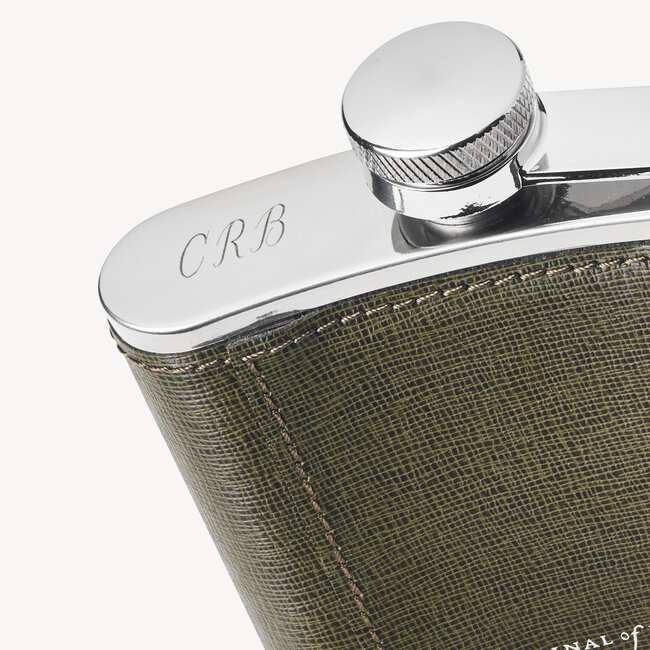 Classic 5oz Leather Hip Flask Sage Saffiano