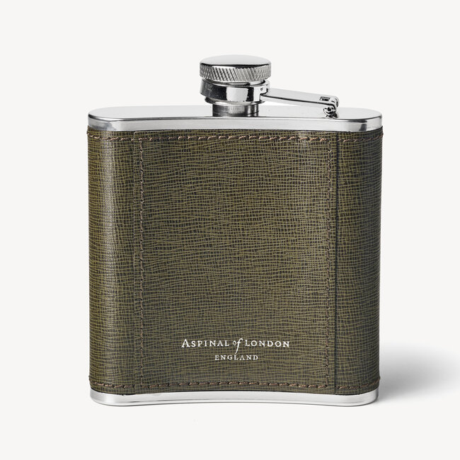 Classic 5oz Leather Hip Flask Sage Saffiano