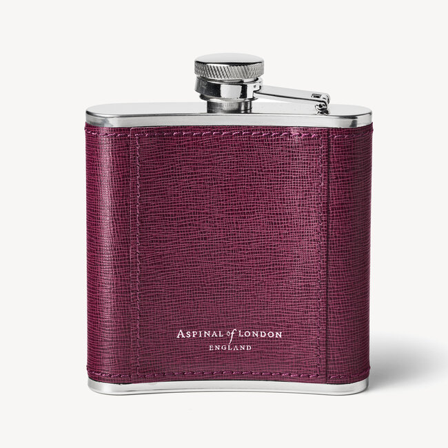 Classic 5oz Leather Hip Flask Burgundy Saffiano