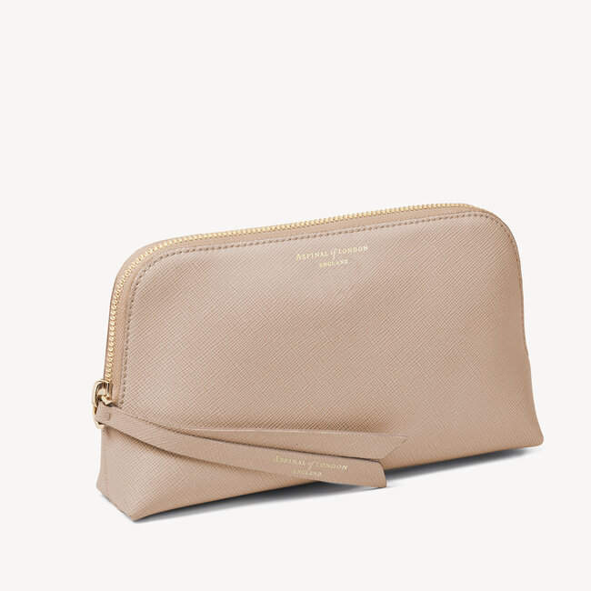 Small Essential Cosmetic Case Soft Taupe Saffiano