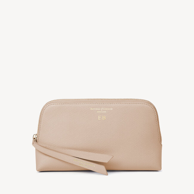 Small Essential Cosmetic Case Soft Taupe Saffiano