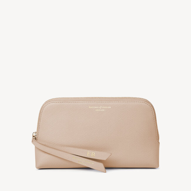 Small Essential Cosmetic Case Soft Taupe Saffiano
