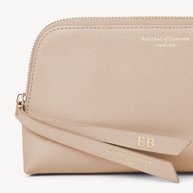 Small Essential Cosmetic Case Soft Taupe Saffiano