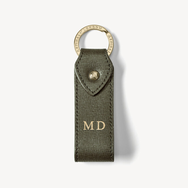 Small Leather Loop Keyring Sage Saffiano