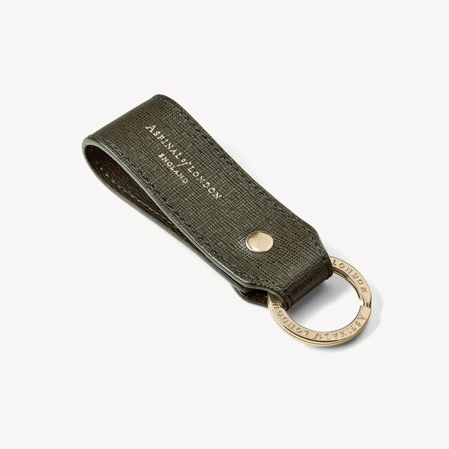 Small Leather Loop Keyring Sage Saffiano