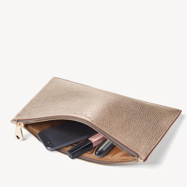 Large Essential Flat Pouch Champagne Pebble