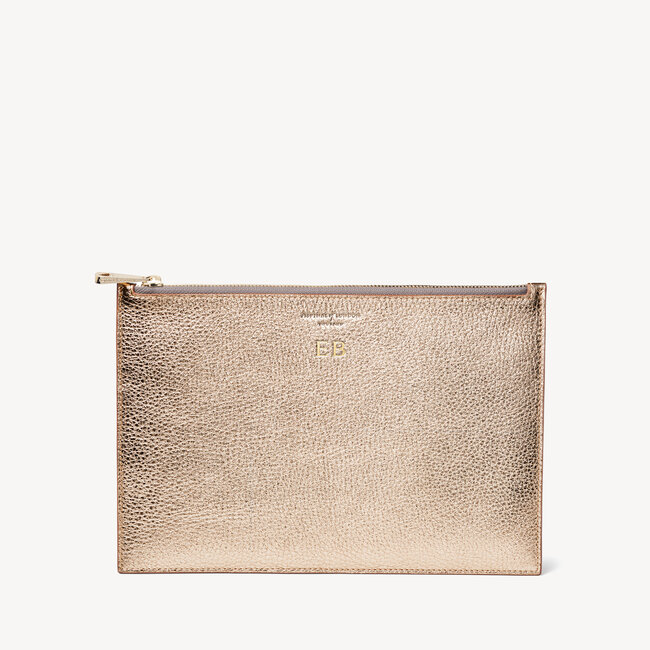 Large Essential Flat Pouch Champagne Pebble
